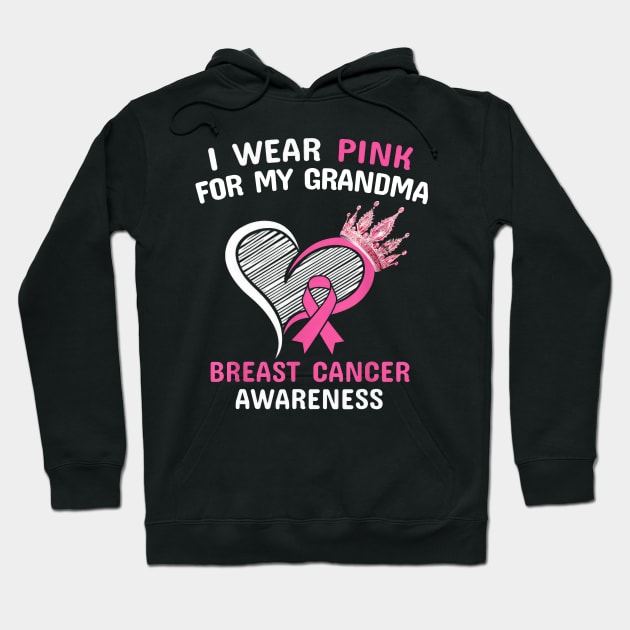 I Wear Pink For My Grandma Heart Ribbon Cancer Awareness Hoodie by SuperMama1650